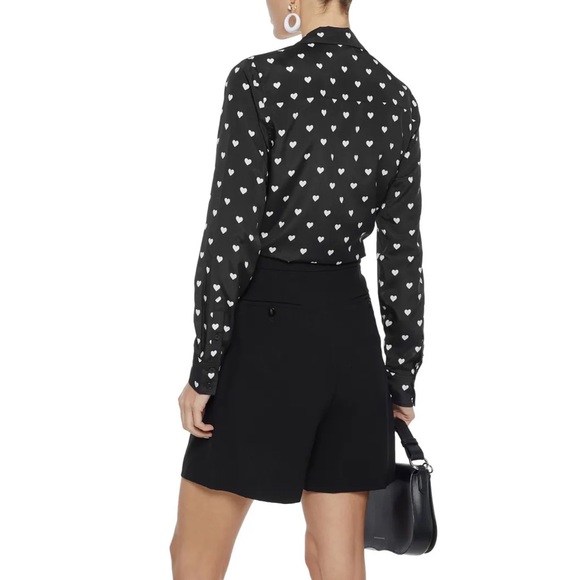 Equipment Heart Print Adalyn Black/White Button Down Shirt in Xs - Picture 4 of 14